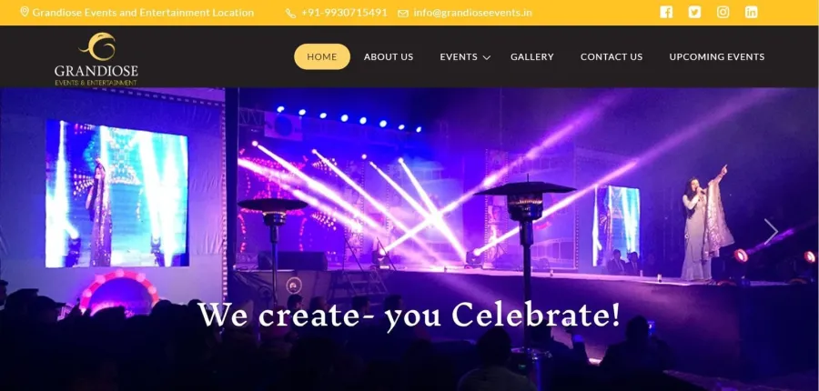Grandiose Events website designed by Mohammad Kaleem